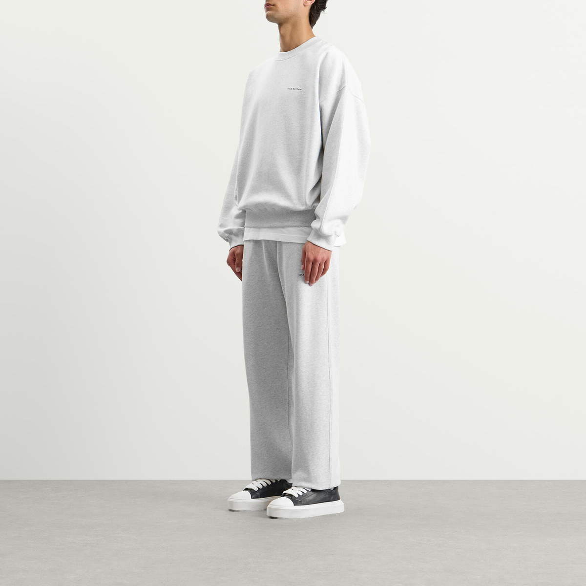 Cole Buxton Men's Mini Logo Sweatshirt in Light Grey Marl