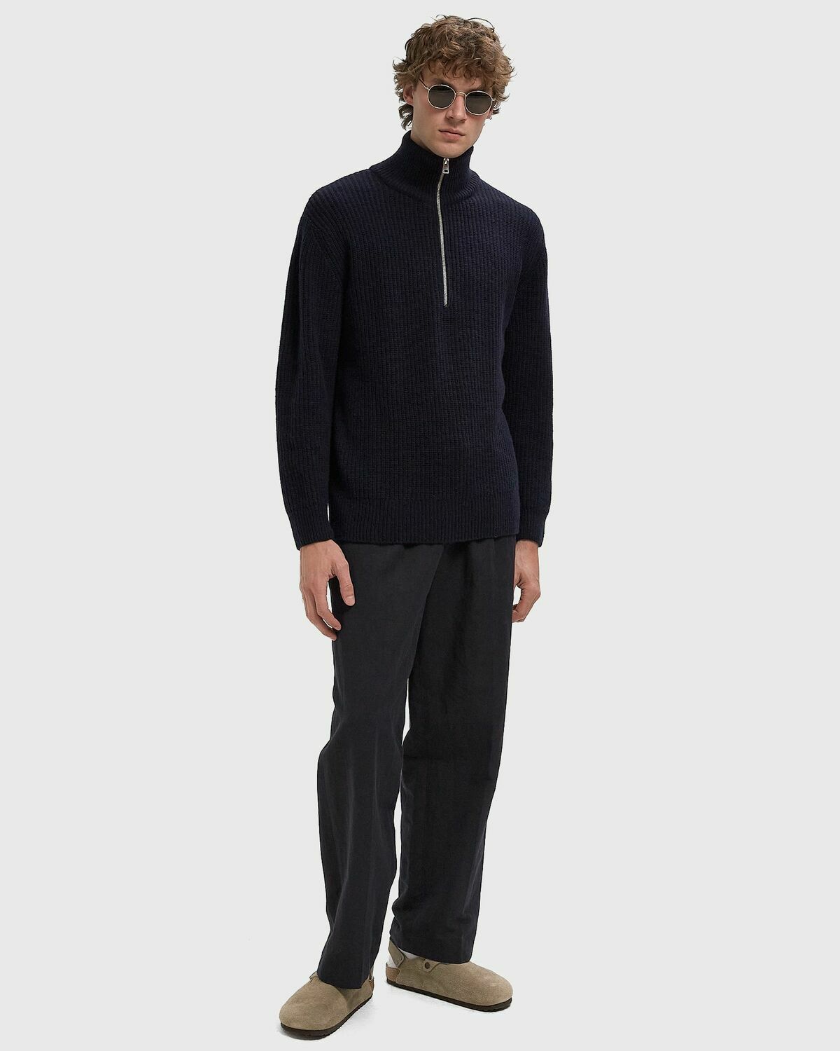 CLOSED ZIPPED JUMPER Blue Mens Pullover