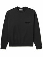 FEAR OF GOD ESSENTIALS - Logo-Flocked Cotton-Blend Jersey Sweatshirt - Black