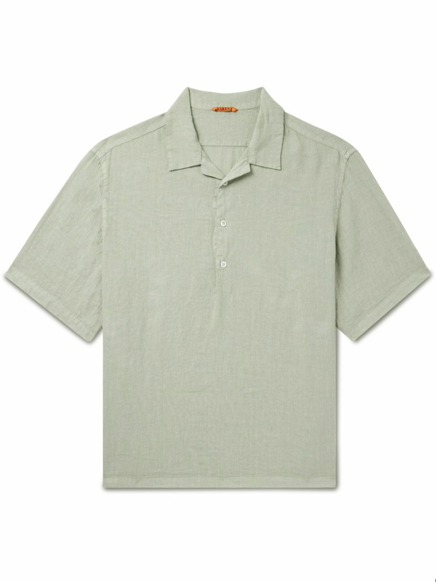 Photo: Barena - Mola Camp-Collar Linen Shirt - Green