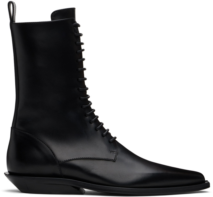 Photo: Ann Demeulemeester Black Ise Pointy Micro Heel Lace-Up Boots