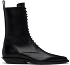 Ann Demeulemeester Black Ise Pointy Micro Heel Lace-Up Boots