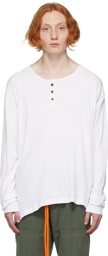 Greg Lauren White Ribbed Long Sleeve Henley