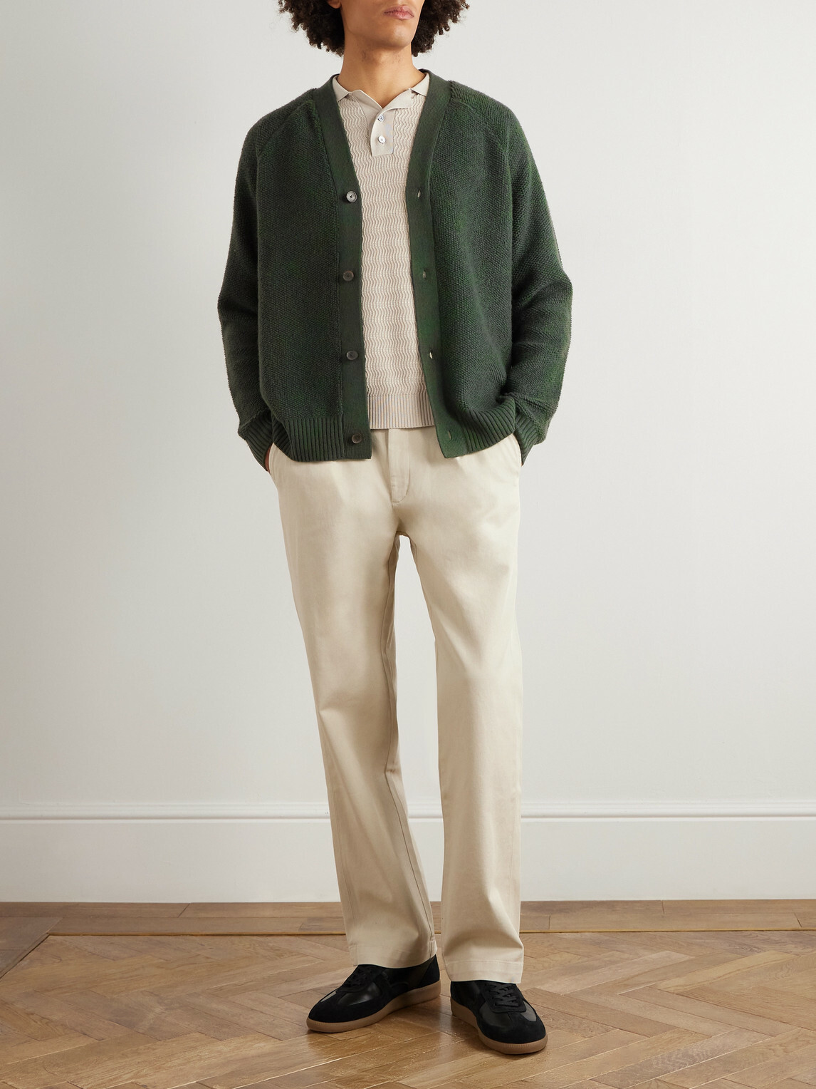 Mr P. - Cashmere-Terry Cardigan - Green