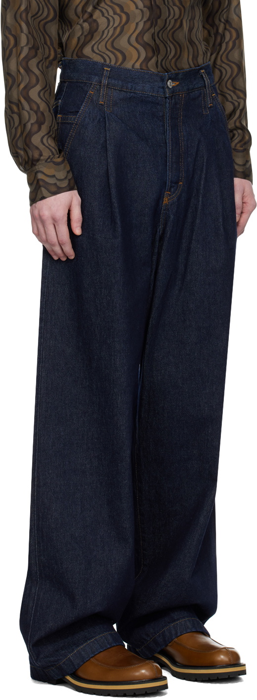 Dries Van Noten Blue Pleated Jeans Dries Van Noten Dries Van Noten Blue Pleated Jeans Dries Van Noten
