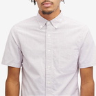 Beams Plus Men's Button Down Short Sleeve Shirt in Wine Candy Stripe