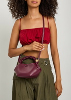 Ganni Bou Mini Leather top Handle bag - Burgundy - One Size
