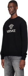 Versace Black Intarsia Cashmere Knit Sweater