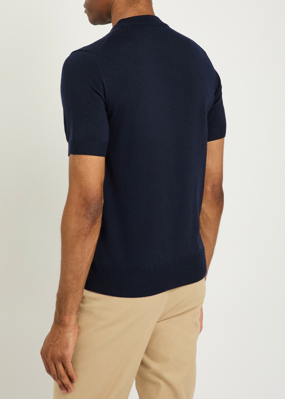 Aurélien Merino Wool Polo Shirt Navy