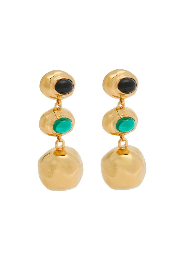 Photo: Joanna Laura Constantine Oval Cabochon 18kt Gold-plated Drop Earrings - One Size