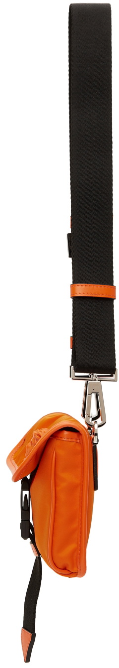 NEW $950 VERSACE Men's Orange Nylon LA MEDUSA LOGO Crossbody Messenger  SMALL BAG