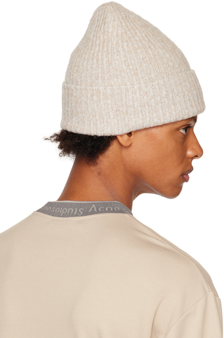 Acne Studios White Unisex Knit Hat Acne White Beanie Knit Beanie Acne Studios White Beanie Acne  main image 3
