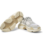 Balenciaga - Triple S Nubuck, Leather and Mesh Sneakers - Men - White