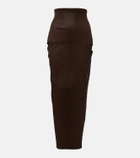 Rick Owens Dirt Pillar leather and cotton midi skirt