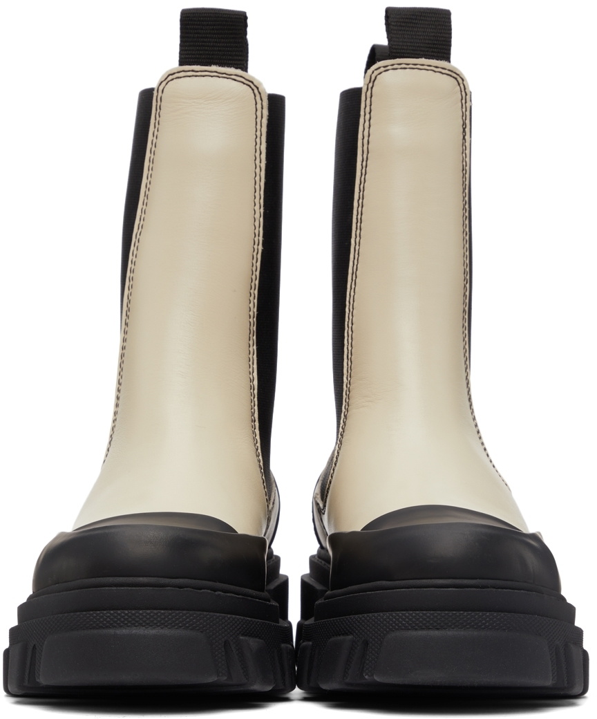 GANNI Off-White Leather Mid-Calf Boots GANNI