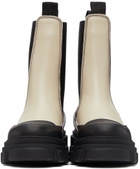 GANNI Off-White Leather Mid-Calf Boots