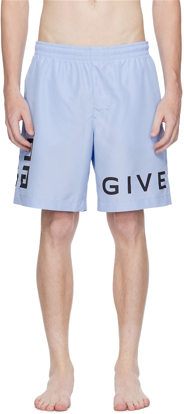 Photo: Givenchy Blue 4G Swim Shorts