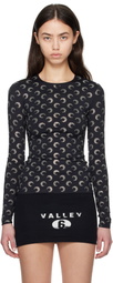 Marine Serre Black Recycled Moon Strass Jersey Second Skin Crewneck T-shirt
