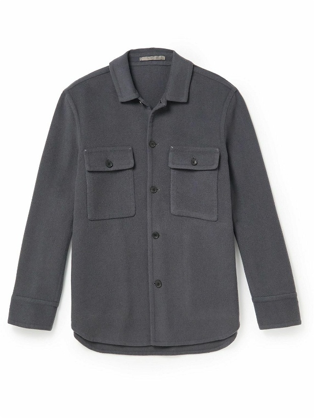 Photo: Mr P. - Double-Faced Splitable Cashmere and Virgin Wool-Blend Overshirt - Gray