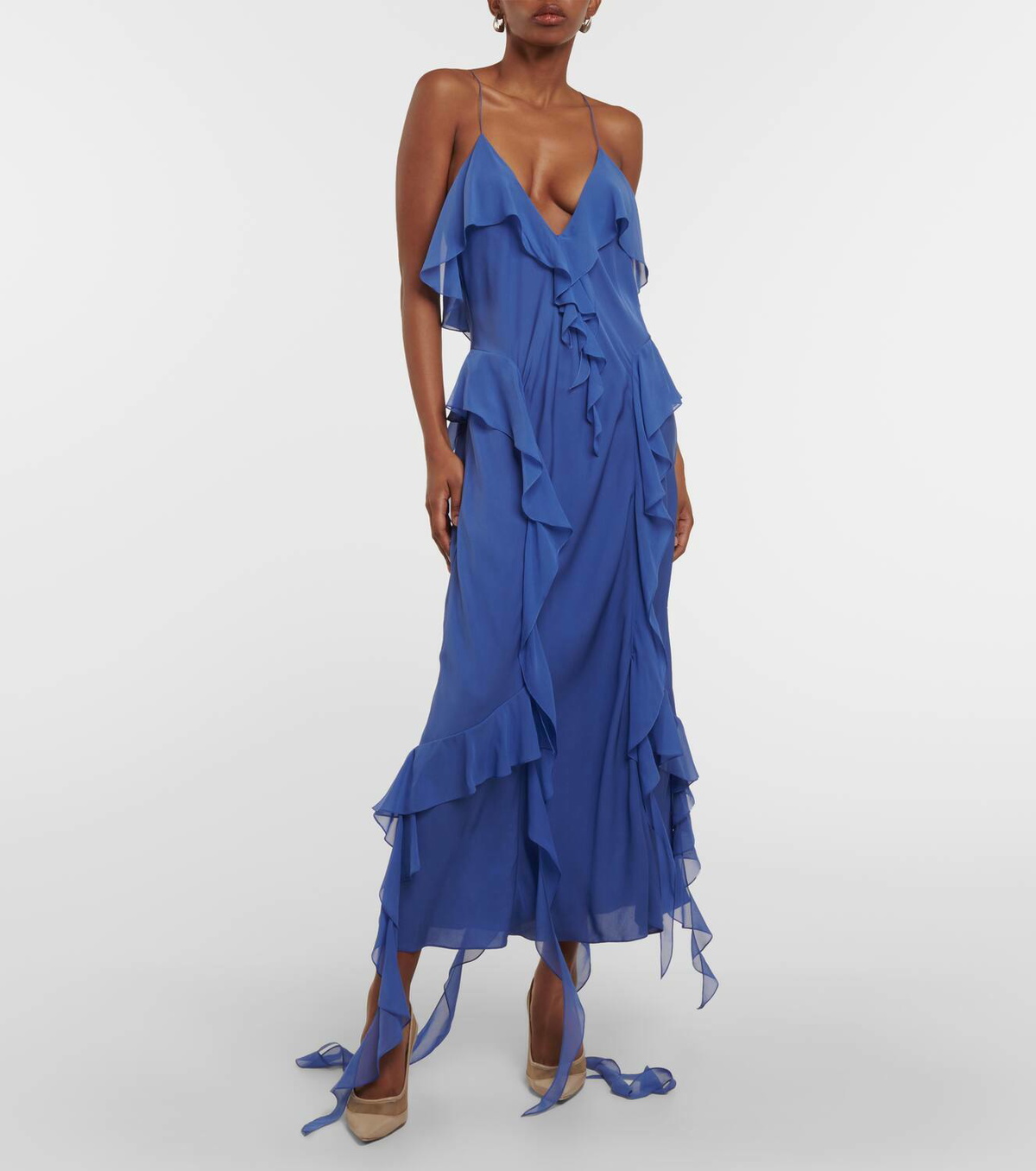 Khaite Pim ruffled silk georgette slip dress Khaite