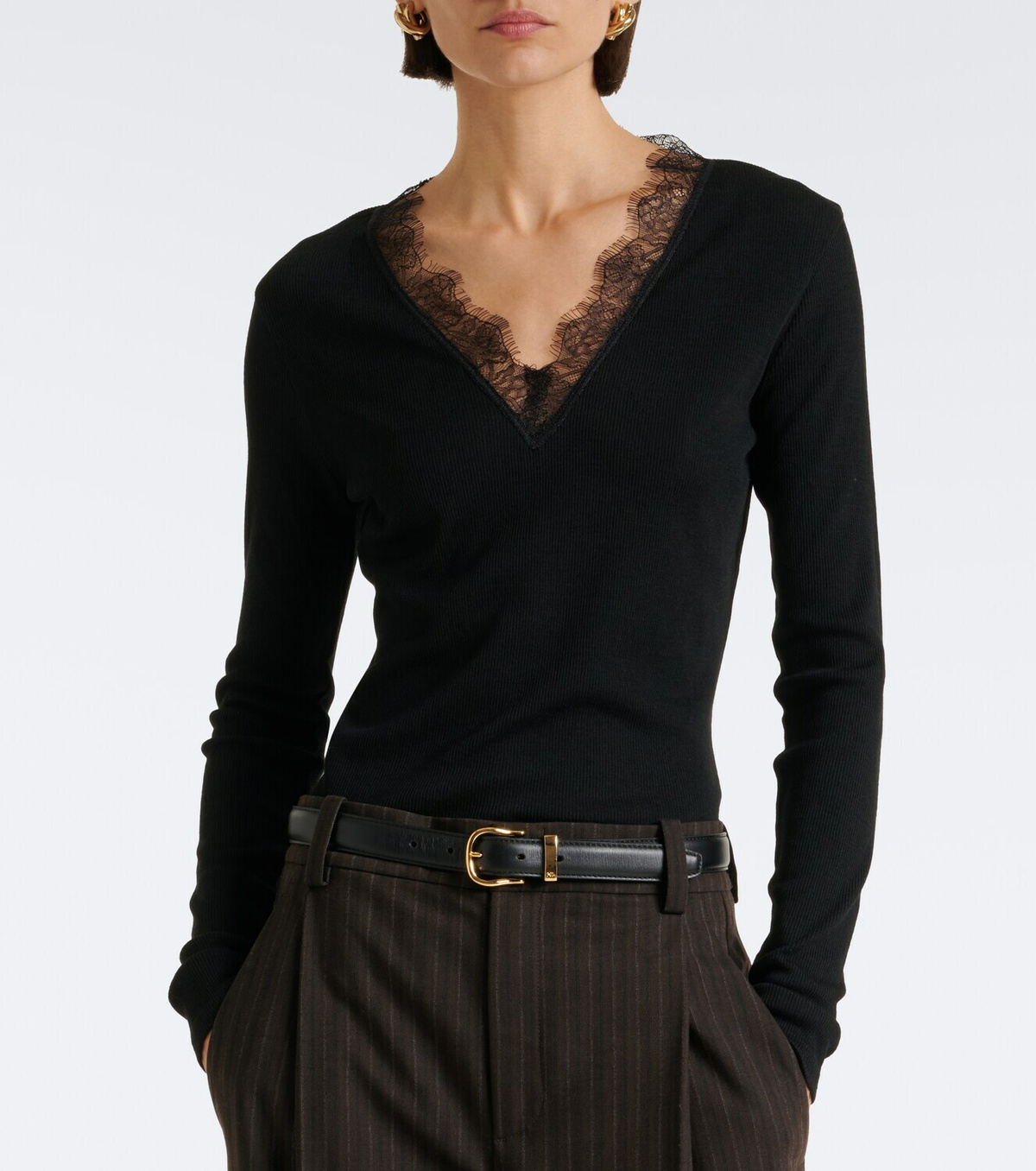 Vince Lace-trimmed ribbed-knit top