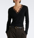 Vince Lace-trimmed ribbed-knit top