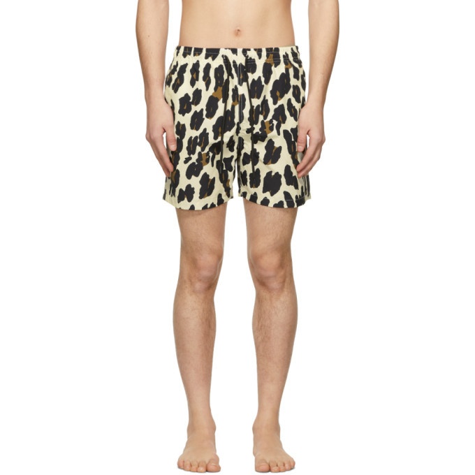 Photo: Solid and Striped Off-White Leopard Classic Swim Shorts