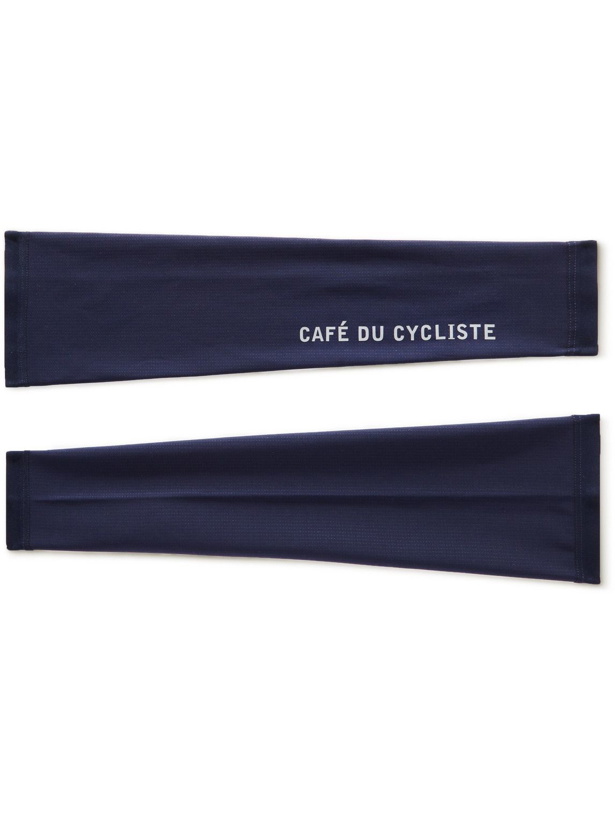 Photo: Café du Cycliste - Logo-Print Stretch-Jersey Cycling Arm Warmers - Blue
