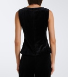 Posse Florian embroidered cotton velvet top