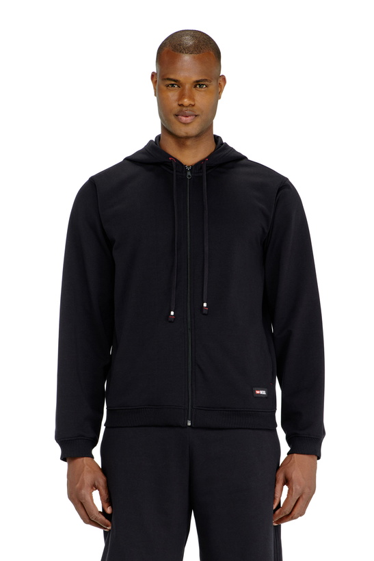 Photo: Diesel Hoodie in peached cotton blend - Tops Mens in Black