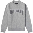 Givenchy Men's Embroidered College Logo Crew Knit in Grey/Black