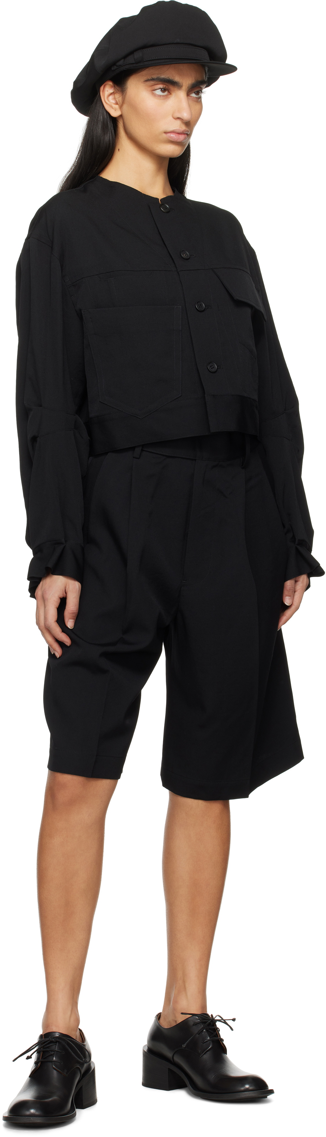YOHJI YAMAMOTO Black Tucked Shorts