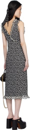 Anna Sui Black Daisy Pucker Midi Dress