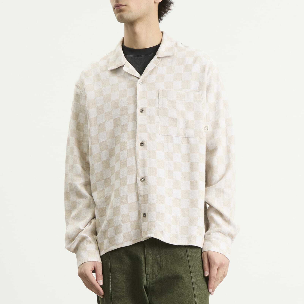 Heresy Men's Trellis Revere Shirt in Ecru Check