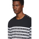 Balmain Black and White Logo Stripe Long Sleeve T-Shirt