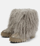 Aquazzura Shearling-trimmed leather ankle boots