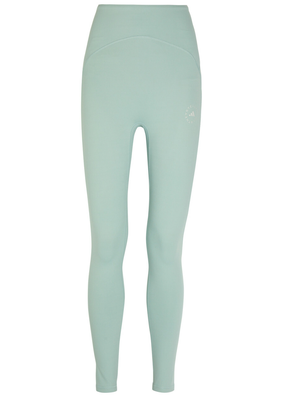Adidas X Stella Mccartney Studio Ruched Stretch-jersey Leggings Light Blue