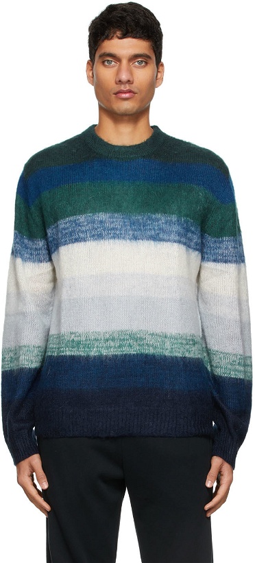 Photo: PS by Paul Smith Blue Ombre Stripe Mohair Sweater