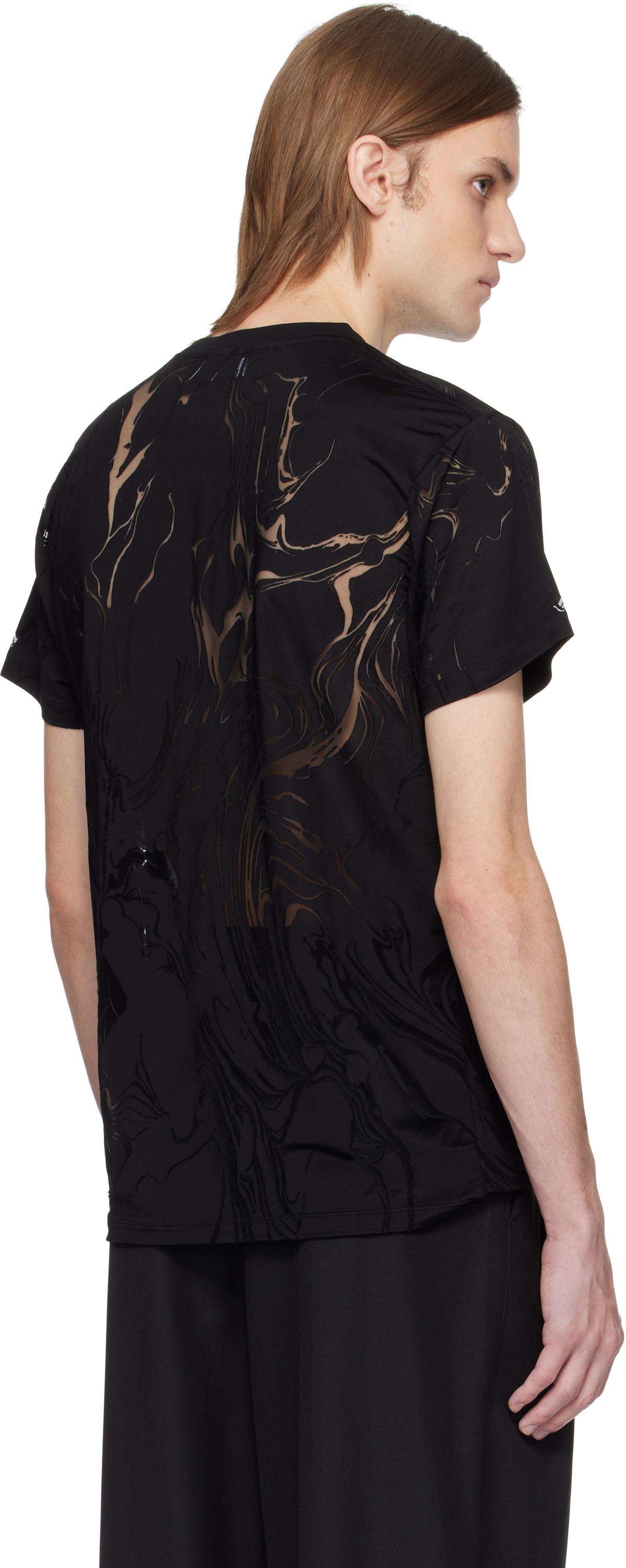 LGN Louis Gabriel Nouchi Black Marbled Jersey T-shirt