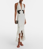 Self-Portrait Lace-trimmed polka-dot maxi dress