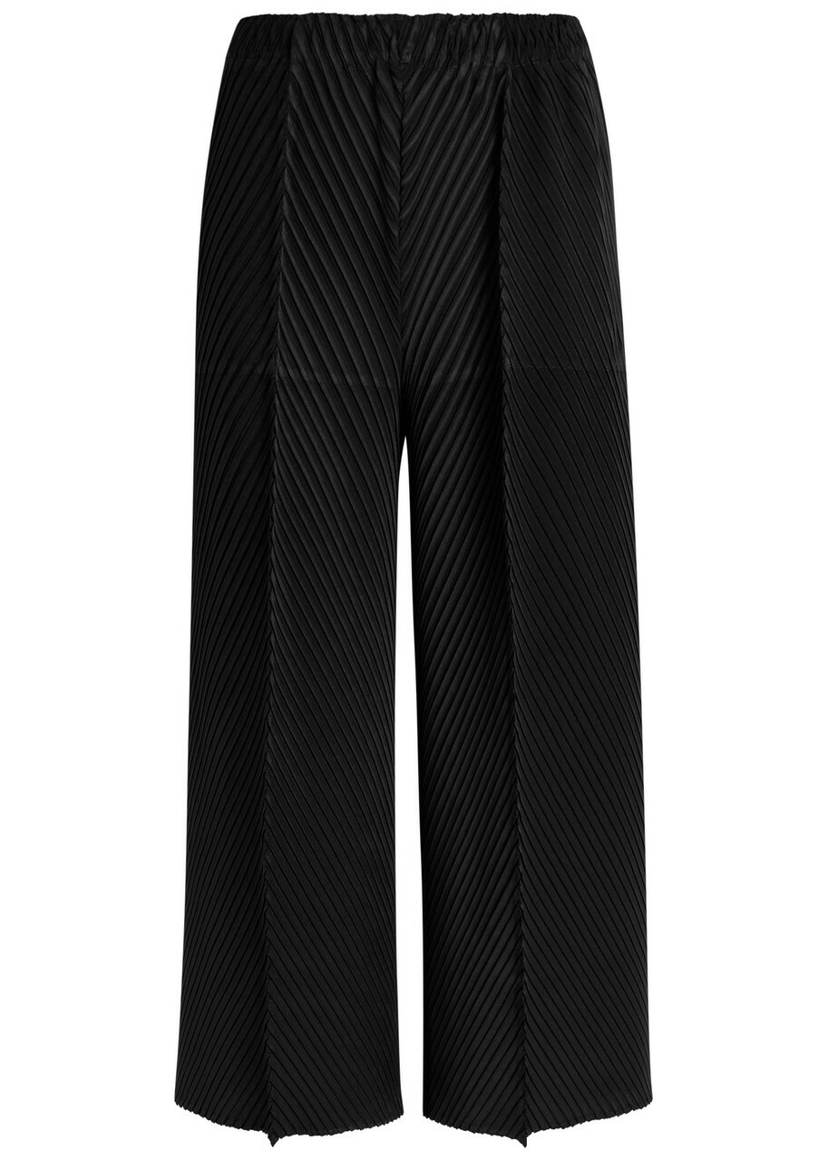 Issey Miyake Pleated Crepe-plissé Trousers Black