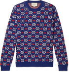 Gucci - Logo-Intarsia Cotton Sweater - Blue