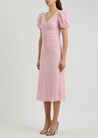 Rotate Sunday Floral Lace Midi Dress Light Pink