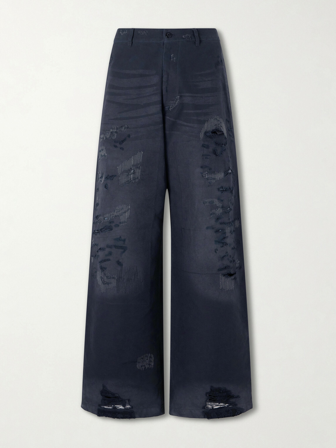 Acne Studios - Straight-Leg Distressed Cotton Trousers - Black