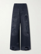 Acne Studios - Straight-Leg Distressed Cotton Trousers - Black