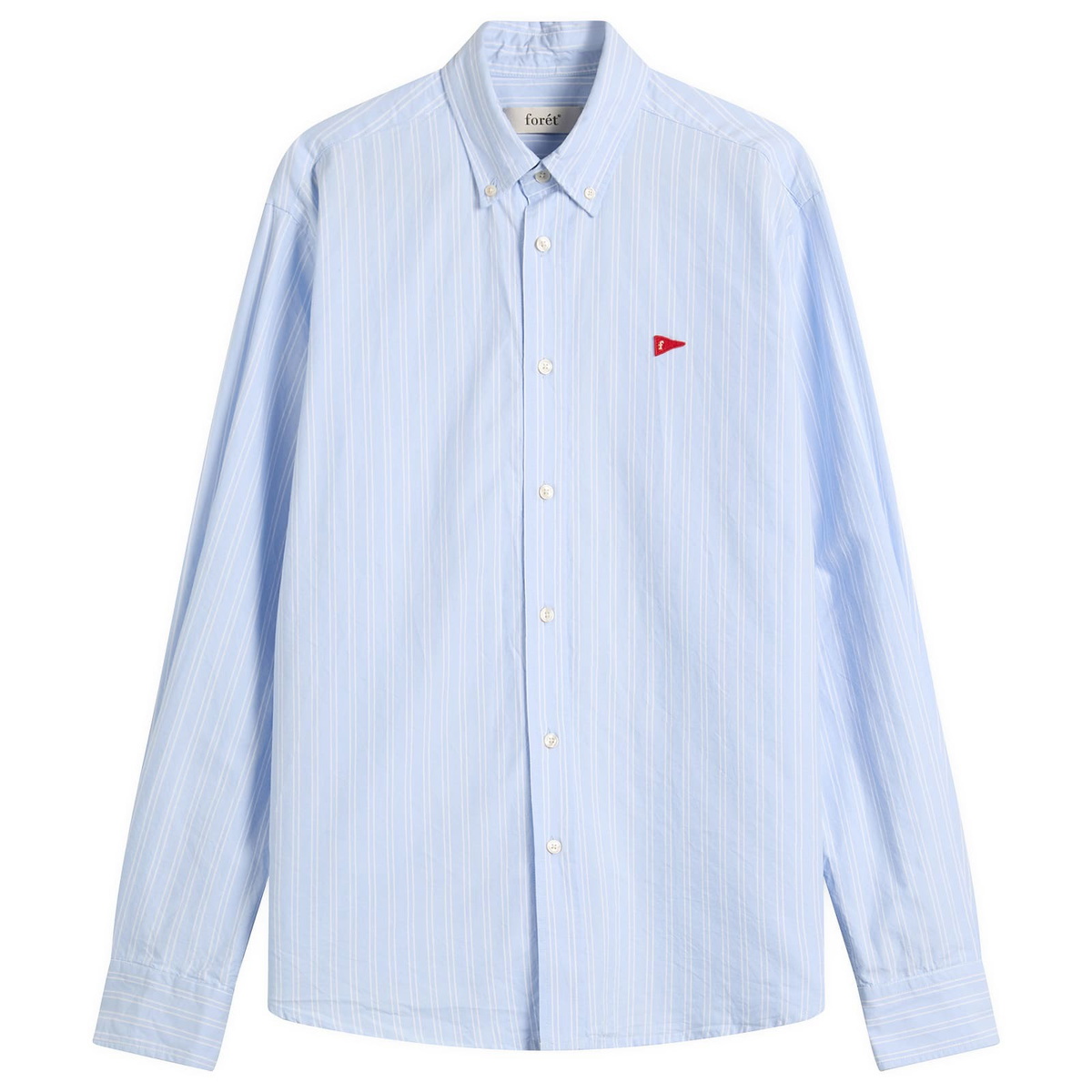 Foret Men's Flag Oxford Shirt in Light Blue Stripe