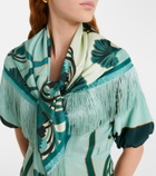 La DoubleJ Fringed printed silk twill scarf