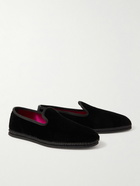 TOM FORD - Neal Grosgrain and Leather-Trimmed Velvet Slippers - Black