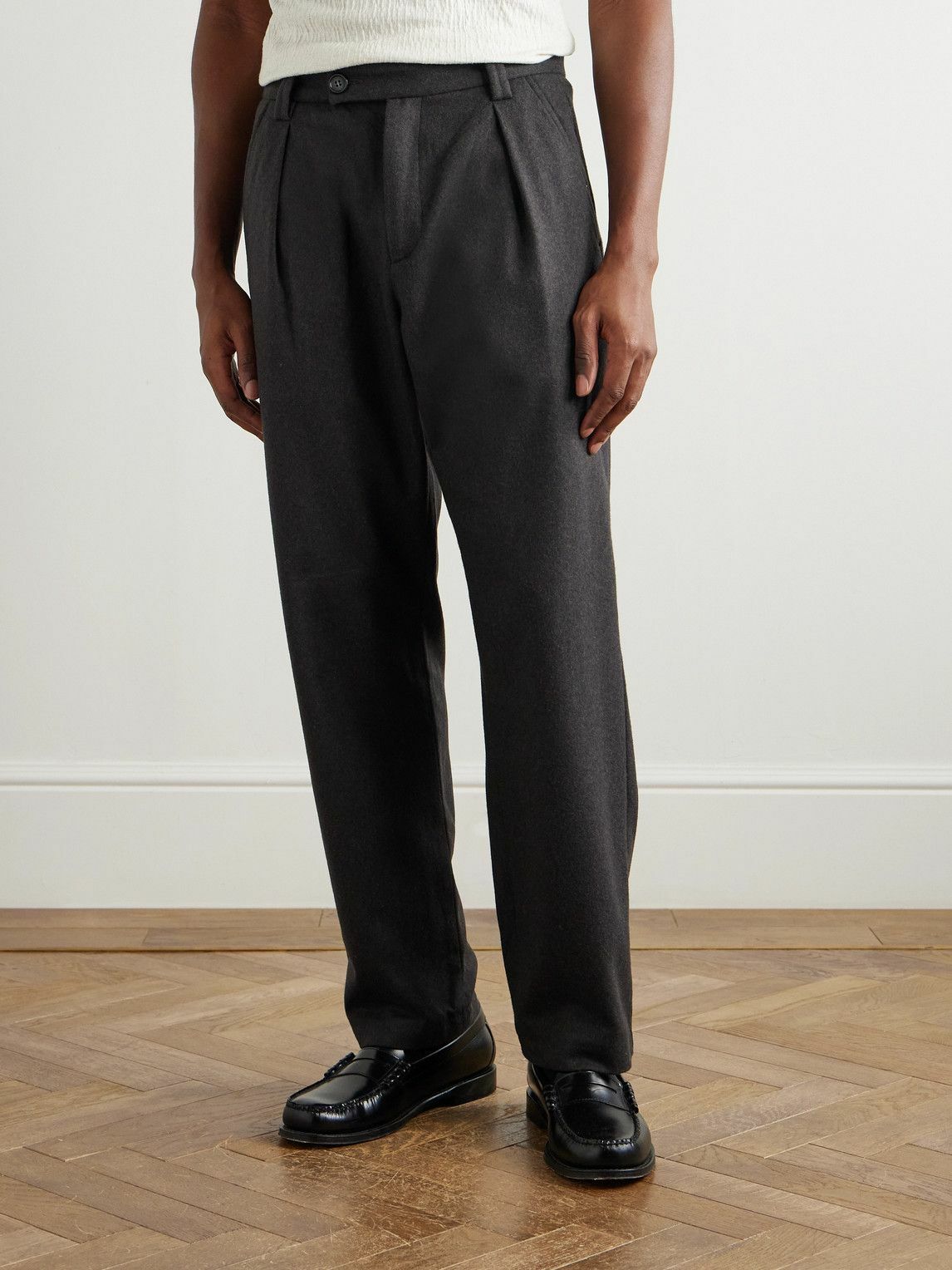 A.P.C. - Renato Straight-Leg Pleated Wool-Blend Trousers - Gray