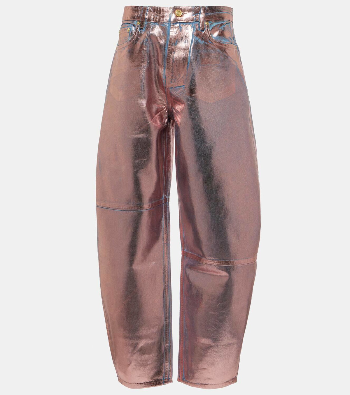 Ganni Metallic barrel-leg jeans